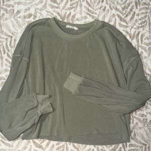 Green Cropped Crewneck Sweatshirt